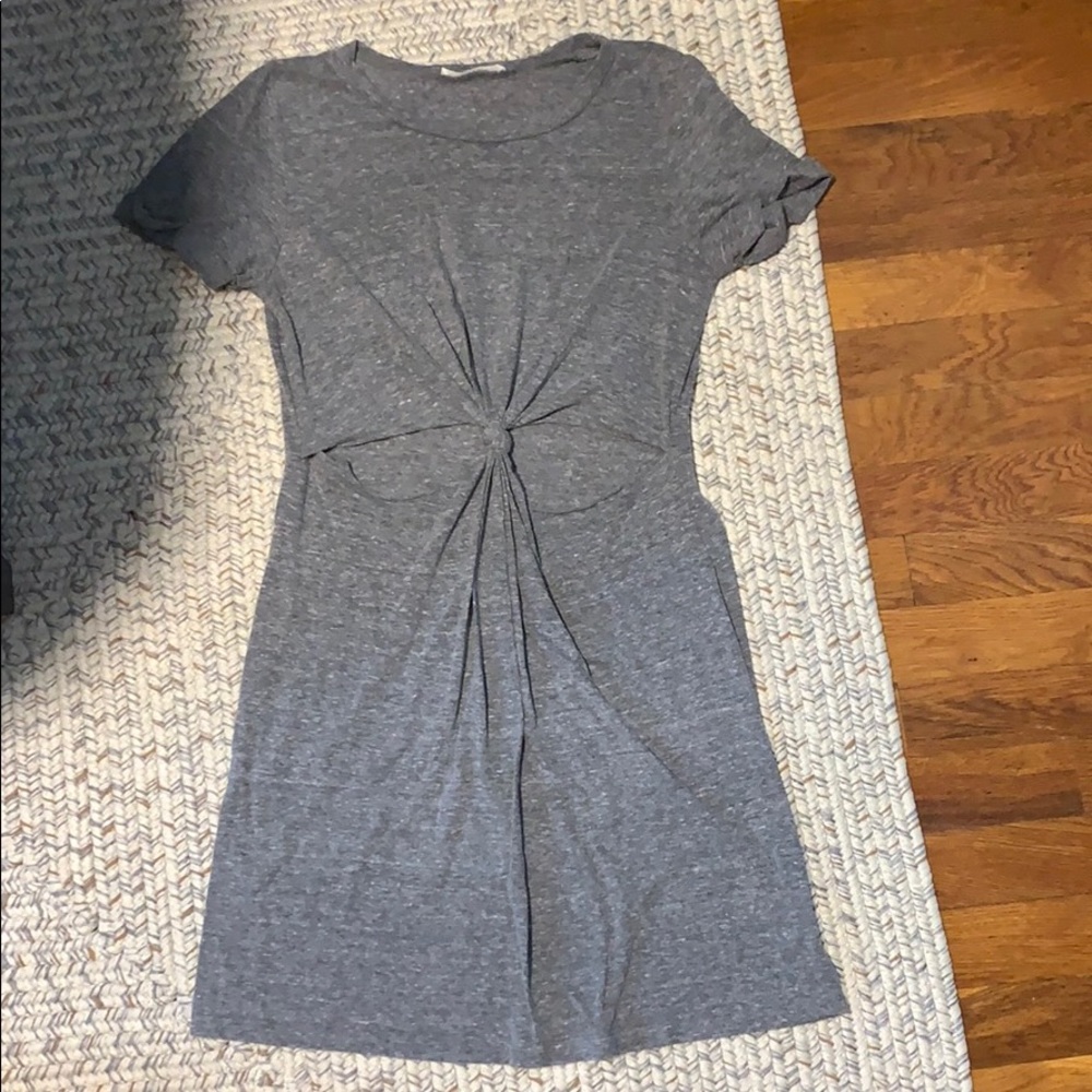 T-shirt dress with a tie and slits in the front